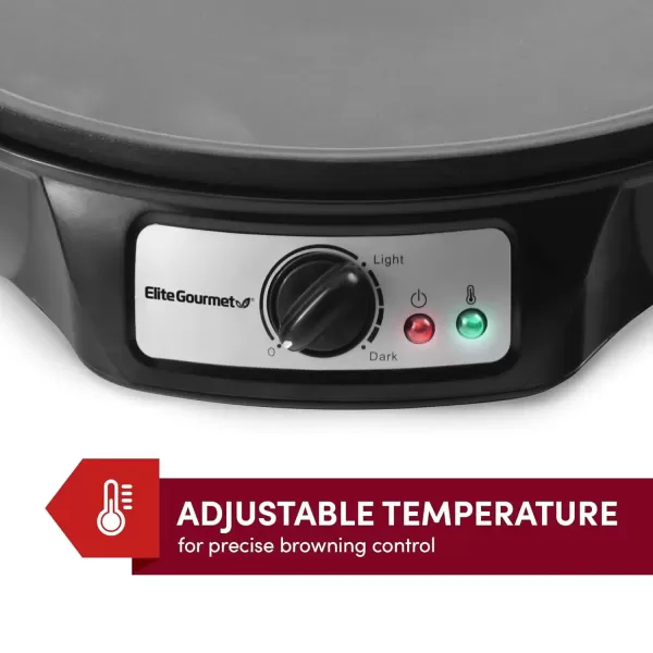 imageElite Gourmet ECP126 Electric Crepe Maker Pancake Hot Cakes and Nonstick Griddle with Spreader Spatula and Recipes 12quot Black