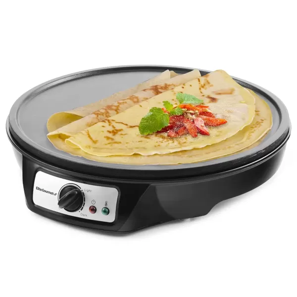 imageElite Gourmet ECP126 Electric Crepe Maker Pancake Hot Cakes and Nonstick Griddle with Spreader Spatula and Recipes 12quot Black