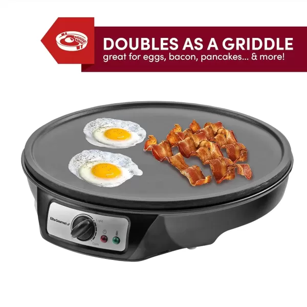 imageElite Gourmet ECP126 Electric Crepe Maker Pancake Hot Cakes and Nonstick Griddle with Spreader Spatula and Recipes 12quot Black