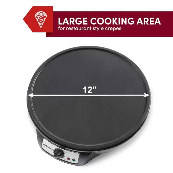 imageElite Gourmet ECP126 Electric Crepe Maker Pancake Hot Cakes and Nonstick Griddle with Spreader Spatula and Recipes 12quot Black