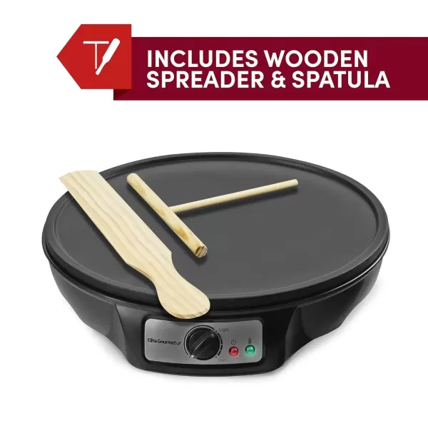 imageElite Gourmet ECP126 Electric Crepe Maker Pancake Hot Cakes and Nonstick Griddle with Spreader Spatula and Recipes 12quot Black