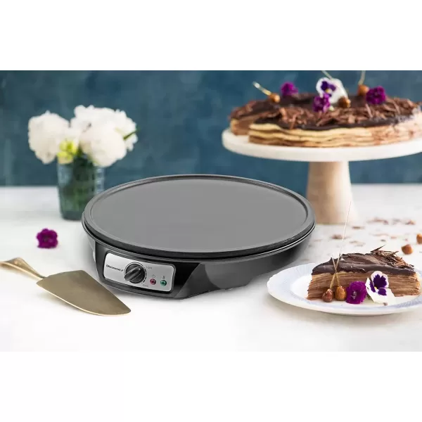 imageElite Gourmet ECP126 Electric Crepe Maker Pancake Hot Cakes and Nonstick Griddle with Spreader Spatula and Recipes 12quot Black