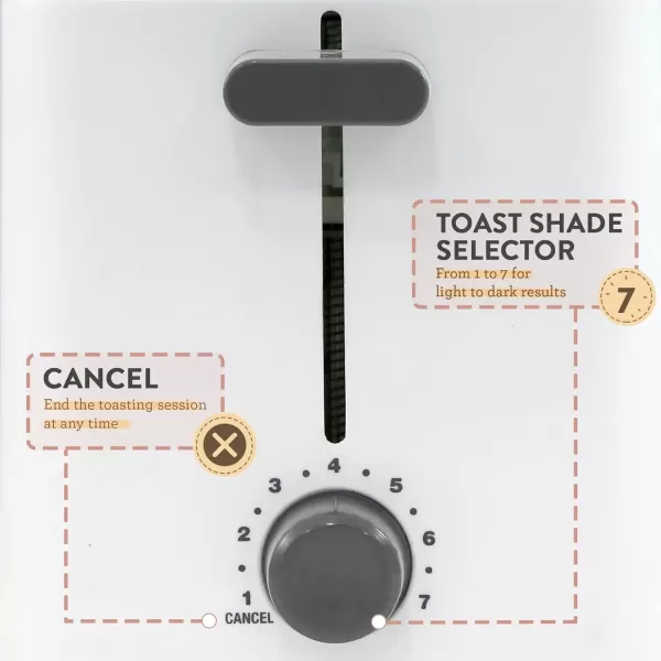 imageElite Gourmet ECT1027 Cool Touch Toaster 7 Toast Settings Cancel Functions Slide Out Crumb Tray Extra Wide 15quot Slots for Bagels Waffles Specialty Breads Puff Pastry Snacks White