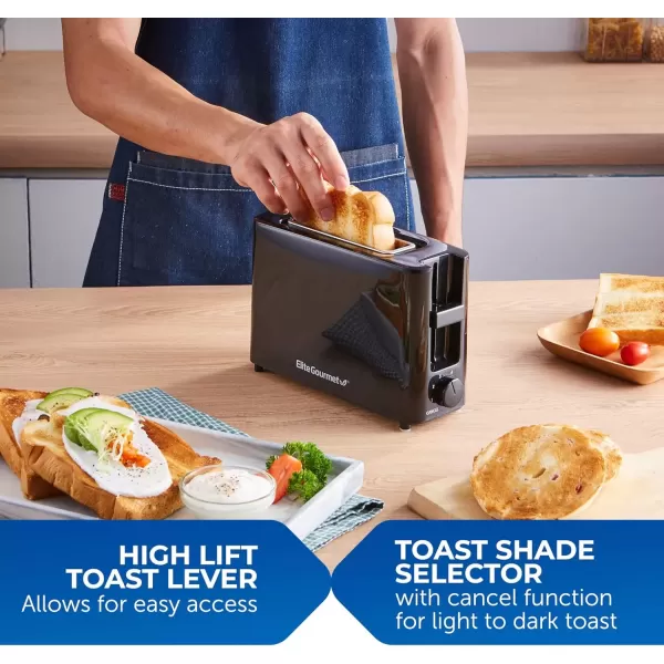 imageElite Gourmet ECT118B Cool Touch Single Slice Toaster 6 Toasting Levels ampamp Wide Slot for Bagels Waffles Specialty Breads Pastry Snacks BlackBlack