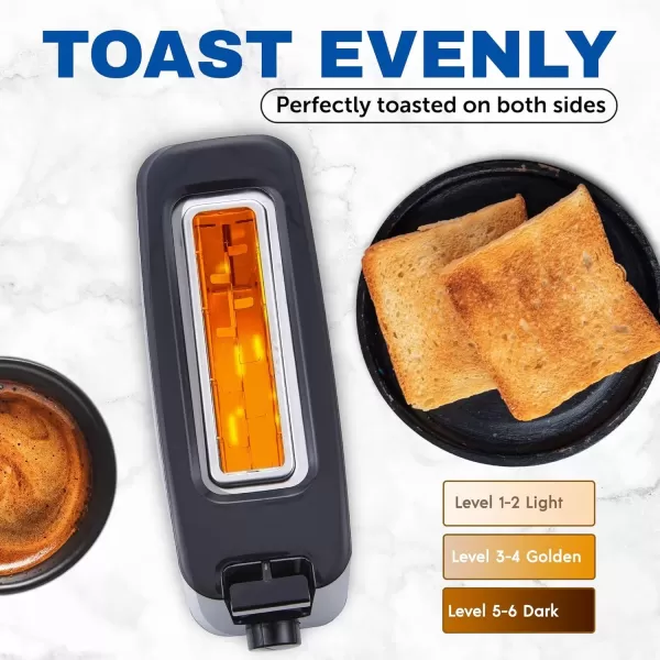 imageElite Gourmet ECT118B Cool Touch Single Slice Toaster 6 Toasting Levels ampamp Wide Slot for Bagels Waffles Specialty Breads Pastry Snacks BlackBlack