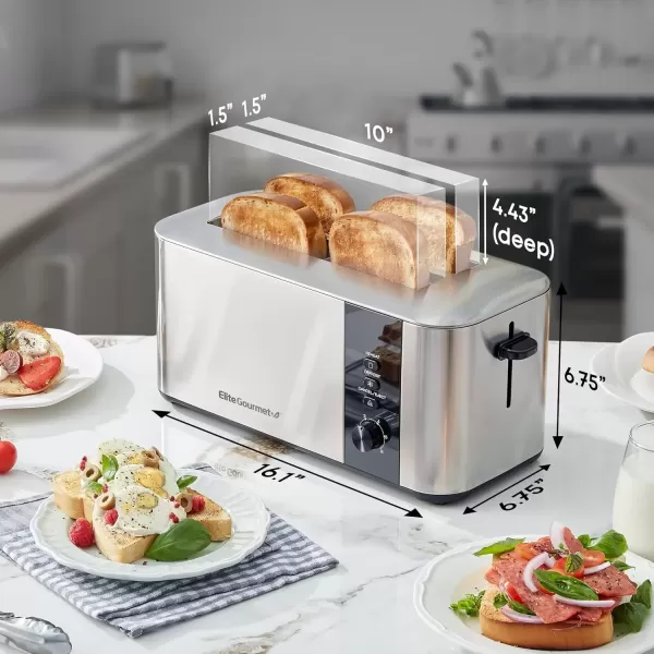 imageElite Gourmet ECT118B Cool Touch Single Slice Toaster 6 Toasting Levels ampamp Wide Slot for Bagels Waffles Specialty Breads Pastry Snacks BlackStainless Steel