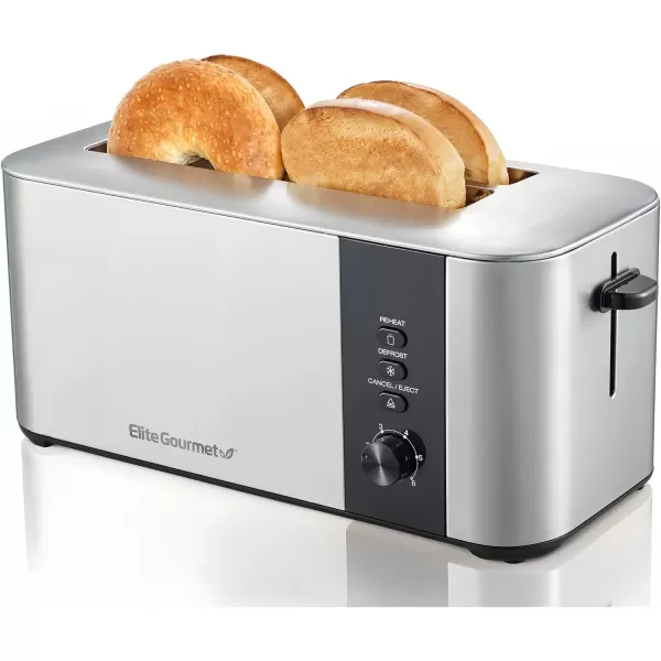 imageElite Gourmet ECT118B Cool Touch Single Slice Toaster 6 Toasting Levels ampamp Wide Slot for Bagels Waffles Specialty Breads Pastry Snacks BlackStainless Steel