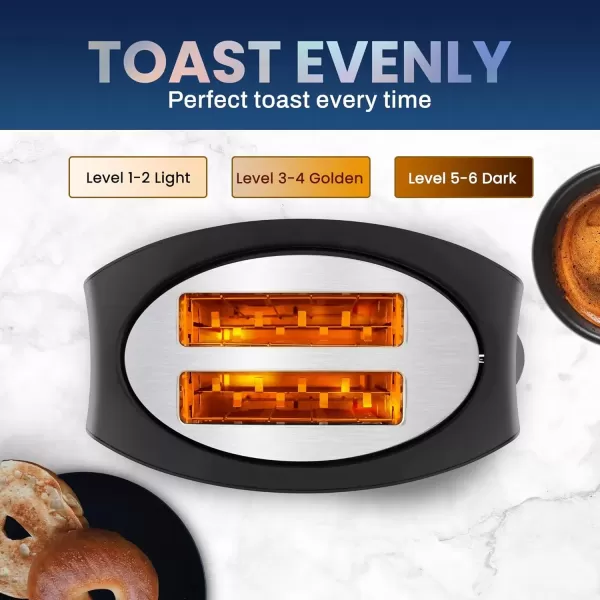 imageElite Gourmet ECT2428 Extra Wide 125 Slot 2Slice Toaster Cancel Defrost and Bagel Functions 6 Toast Settings SlideOut Crumb Tray Stainless Steel2 Slice