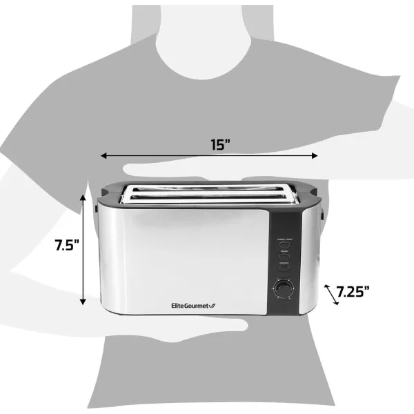 imageElite Gourmet ECT3100 Long Slot 4 Slice Toaster Reheat 6 Toast Settings Defrost Cancel Functions Builtin Warming Rack Extra Wide Slots for Bagels Waffles Stainless Steel ampamp BlackBlack