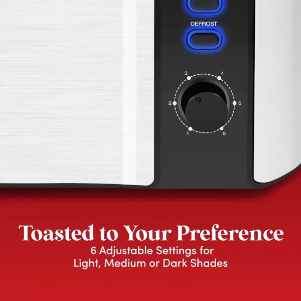 imageElite Gourmet ECT3100 Long Slot 4 Slice Toaster Reheat 6 Toast Settings Defrost Cancel Functions Builtin Warming Rack Extra Wide Slots for Bagels ampamp Waffles Stainless Steel ampamp BlackBlack  Stainless Steel