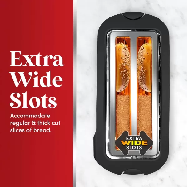 imageElite Gourmet ECT3100 Long Slot 4 Slice Toaster Reheat 6 Toast Settings Defrost Cancel Functions Builtin Warming Rack Extra Wide Slots for Bagels ampamp Waffles Stainless Steel ampamp BlackBlack  Stainless Steel