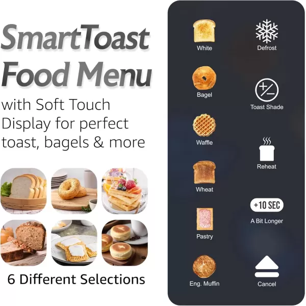 imageElite Gourmet ECT3100 Long Slot 4 Slice Toaster Reheat 6 Toast Settings Defrost Cancel Functions Builtin Warming Rack Extra Wide Slots for Bagels ampamp Waffles Stainless Steel ampamp BlackStainless Steel