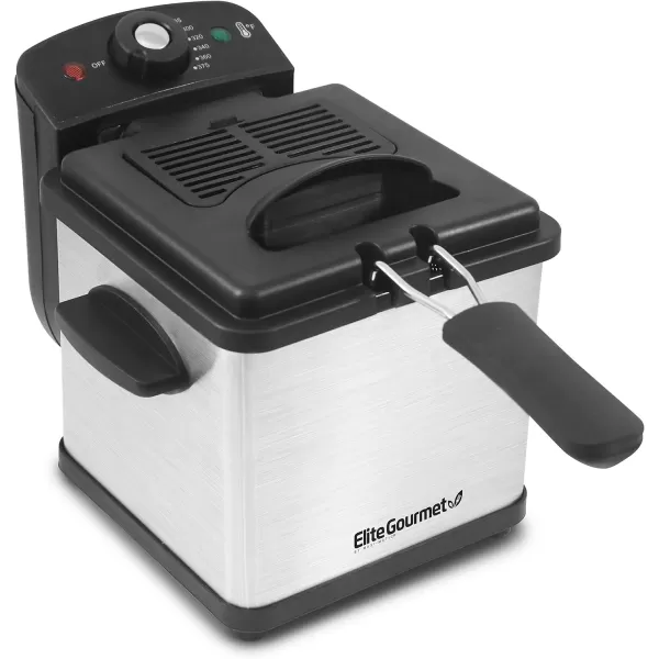 imageElite Gourmet EDF3500 Electric Immersion Deep Fryer Removable Basket Timer Control Adjustable Temperature Lid with Viewing Window and Odor Free FilterStainless Steel35 Quart  14 Cup16 Quart  65 Cup