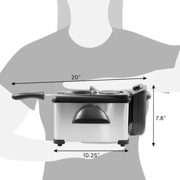 imageElite Gourmet EDF3500 Electric Immersion Deep Fryer Removable Basket Timer Control Adjustable Temperature Lid with Viewing Window and Odor Free FilterStainless Steel35 Quart  14 Cup2 Quart  82 cup