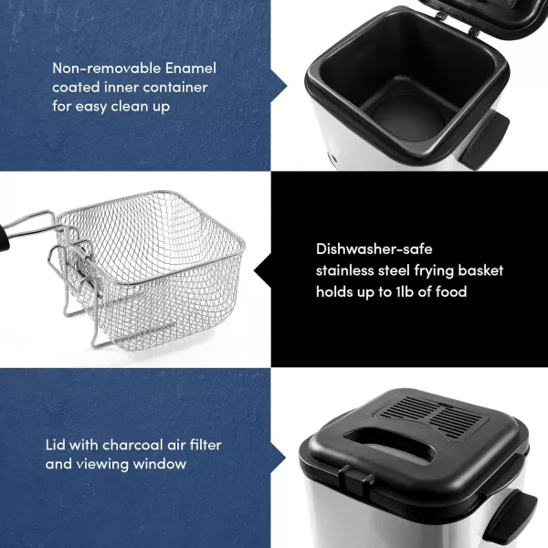 imageElite Gourmet EDF3500 Electric Immersion Deep Fryer Removable Basket Timer Control Adjustable Temperature Lid with Viewing Window and Odor Free FilterStainless Steel35 Quart  14 Cup15 Quart  6 Cup