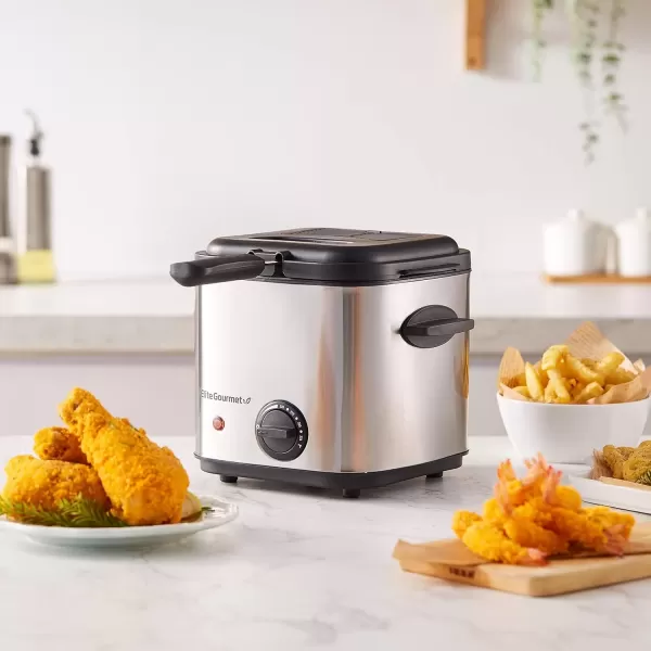 imageElite Gourmet EDF3500 Electric Immersion Deep Fryer Removable Basket Timer Control Adjustable Temperature Lid with Viewing Window and Odor Free FilterStainless Steel35 Quart  14 Cup15 Quart  6 Cup