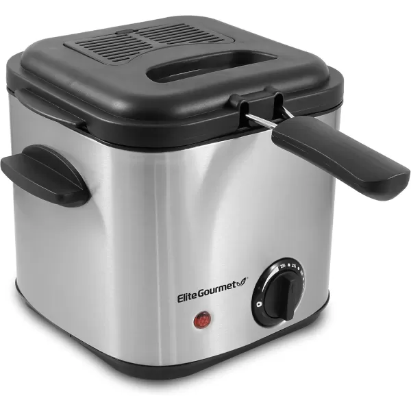 imageElite Gourmet EDF3500 Electric Immersion Deep Fryer Removable Basket Timer Control Adjustable Temperature Lid with Viewing Window and Odor Free FilterStainless Steel35 Quart  14 Cup15 Quart  6 Cup
