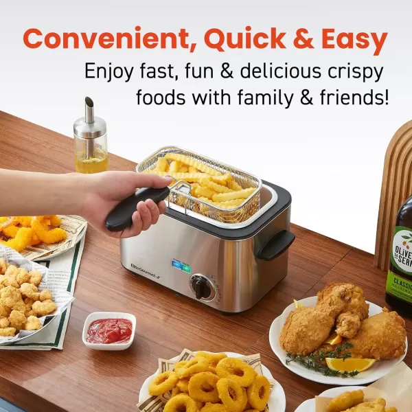 imageElite Gourmet EDF401T Electric 45 Qt  17 Cup Immersion Deep Fryer 3Baskets 1700Watt Timer Control Adjustable Temperature Lid with Viewing Window and Odor Free Filter12 Qt  48 Cup