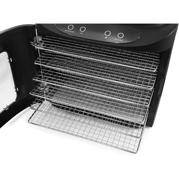 imageElite Gourmet EFD313B Programmable Food Dehydrator Food Dehydrator Adjustable Temperature Controls Jerky Herbs Fruit Veggies Snacks 6 Stainless Steel Trays6 Stainless Steel Trays