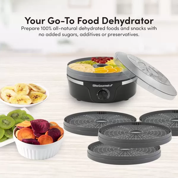 imageElite Gourmet EFD313B Programmable Food Dehydrator Food Dehydrator Adjustable Temperature Controls Jerky Herbs Fruit Veggies Snacks 6 Stainless Steel Trays5 Plastic Trays