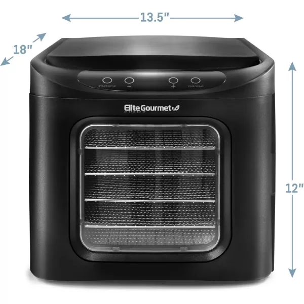 imageElite Gourmet EFD313B Programmable Food Dehydrator Food Dehydrator Adjustable Temperature Controls Jerky Herbs Fruit Veggies Snacks 6 Stainless Steel Trays6 Stainless Steel Trays