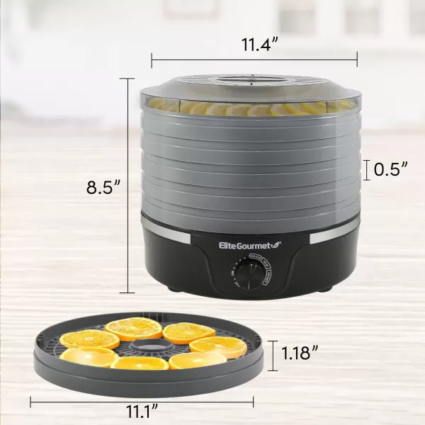 imageElite Gourmet EFD313B Programmable Food Dehydrator Food Dehydrator Adjustable Temperature Controls Jerky Herbs Fruit Veggies Snacks 6 Stainless Steel Trays5 Plastic Trays