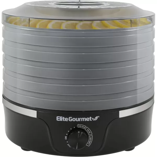 imageElite Gourmet EFD313B Programmable Food Dehydrator Food Dehydrator Adjustable Temperature Controls Jerky Herbs Fruit Veggies Snacks 6 Stainless Steel Trays5 Plastic Trays