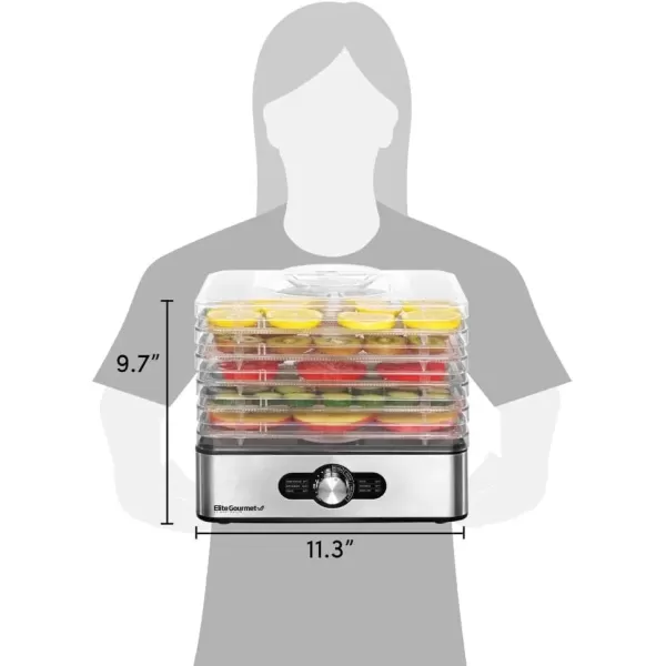 imageElite Gourmet EFD313B Programmable Food Dehydrator Food Dehydrator Adjustable Temperature Controls Jerky Herbs Fruit Veggies Snacks 6 Stainless Steel Trays5 Stainless Steel Trays