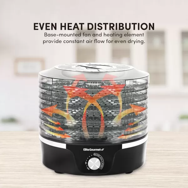 imageElite Gourmet EFD319 Food Dehydrator 5 BPAFree 114quot Trays Adjustable Temperature Controls Jerky Herbs Fruit Veggies Dried Snacks Black
