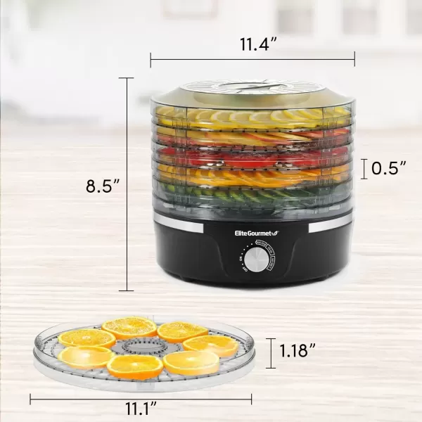 imageElite Gourmet EFD319 Food Dehydrator 5 BPAFree 114quot Trays Adjustable Temperature Controls Jerky Herbs Fruit Veggies Dried Snacks Black