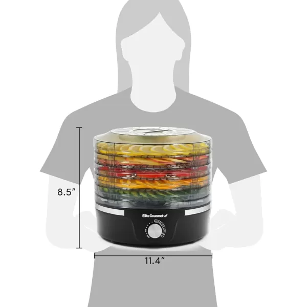 imageElite Gourmet EFD319 Food Dehydrator 5 BPAFree 114quot Trays Adjustable Temperature Controls Jerky Herbs Fruit Veggies Dried Snacks Black