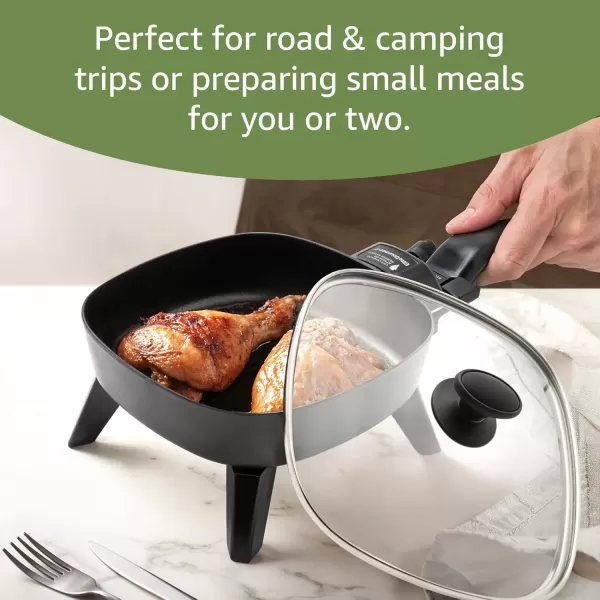 imageElite Gourmet EFS400 Personal Stir Fry Griddle Pan Rapid Heat Up 600 Watts Nonstick Electric Skillet with Tempered Glass Lid Black675 x 675