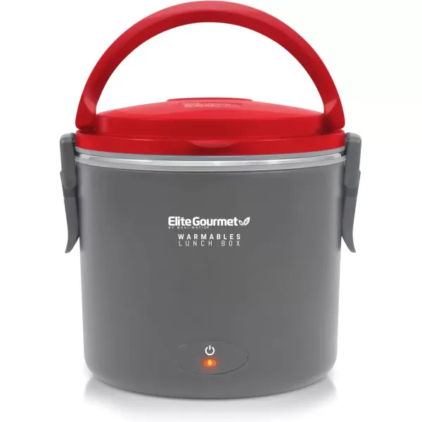 imageElite Gourmet EFW6080R Warmables Lunch Box Electric Food Warmer with Stainless Steel Pot 32 Ounce Grey RedGrey Red