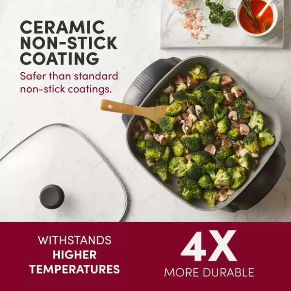 imageElite Gourmet EG6201 Extra Deep 12quotx12quotx32quot 75Qt Scratch Resistant Dishwasher Safe Nonstick Electric Skillet with Glass Vented Lid Adjustable Temperature Black6 Quart