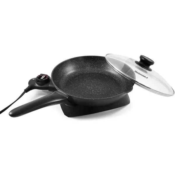 imageElite Gourmet EG6201 Extra Deep 12quotx12quotx32quot 75Qt Scratch Resistant Dishwasher Safe Nonstick Electric Skillet with Glass Vented Lid Adjustable Temperature Black2 Quart