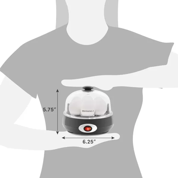 imageElite Gourmet EGC007C Rapid Egg Cooker 7 EasyToPeel Hard Medium Soft Boiled Eggs Poacher Omelet Maker Auto ShutOff Alarm 16Recipe Booklet CoralCharcoal Grey
