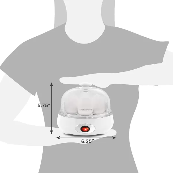 imageElite Gourmet EGC007C Rapid Egg Cooker 7 EasyToPeel Hard Medium Soft Boiled Eggs Poacher Omelet Maker Auto ShutOff Alarm 16Recipe Booklet CoralClassic White