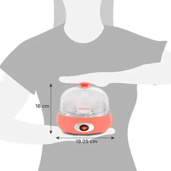 imageElite Gourmet EGC007C Rapid Egg Cooker 7 EasyToPeel Hard Medium Soft Boiled Eggs Poacher Omelet Maker Auto ShutOff Alarm 16Recipe Booklet CoralCoral