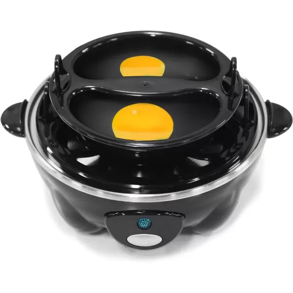 imageElite Gourmet EGC1405M 2Tiered Rapid Egg Cooker 5Egg Poacher Omelets Soft Medium HardBoiled Eggs with Auto ShutOff and Buzzer BPA Free 14 eggs MintBlack