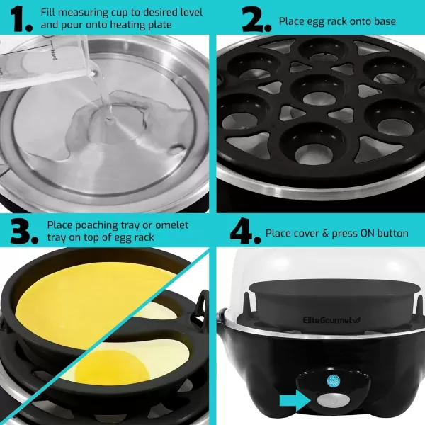 imageElite Gourmet EGC1405M 2Tiered Rapid Egg Cooker 5Egg Poacher Omelets Soft Medium HardBoiled Eggs with Auto ShutOff and Buzzer BPA Free 14 eggs MintBlack