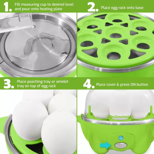 imageElite Gourmet EGC1405M 2Tiered Rapid Egg Cooker 5Egg Poacher Omelets Soft Medium HardBoiled Eggs with Auto ShutOff and Buzzer BPA Free 14 eggs MintLime Green
