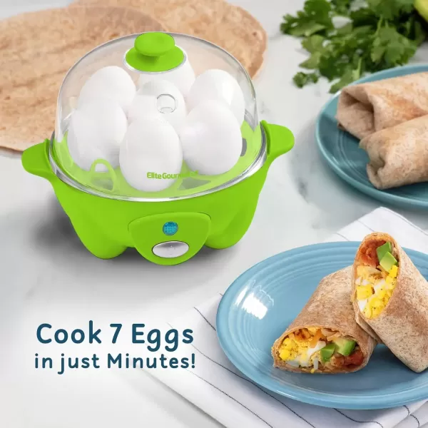 imageElite Gourmet EGC1405M 2Tiered Rapid Egg Cooker 5Egg Poacher Omelets Soft Medium HardBoiled Eggs with Auto ShutOff and Buzzer BPA Free 14 eggs MintLime Green