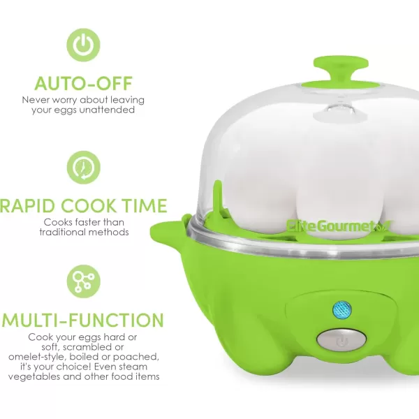 imageElite Gourmet EGC1405M 2Tiered Rapid Egg Cooker 5Egg Poacher Omelets Soft Medium HardBoiled Eggs with Auto ShutOff and Buzzer BPA Free 14 eggs MintLime Green