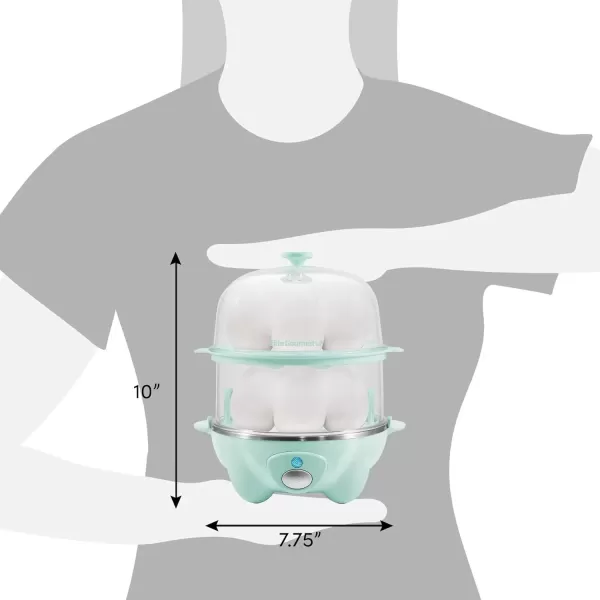 imageElite Gourmet EGC1405M 2Tiered Rapid Egg Cooker 5Egg Poacher Omelets Soft Medium HardBoiled Eggs with Auto ShutOff and Buzzer BPA Free 14 eggs MintMint