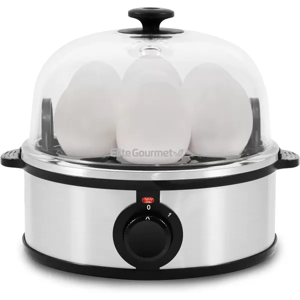 imageElite Gourmet EGC1405M 2Tiered Rapid Egg Cooker 5Egg Poacher Omelets Soft Medium HardBoiled Eggs with Auto ShutOff and Buzzer BPA Free 14 eggs MintStainless Steel