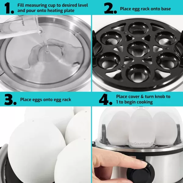 imageElite Gourmet EGC1405M 2Tiered Rapid Egg Cooker 5Egg Poacher Omelets Soft Medium HardBoiled Eggs with Auto ShutOff and Buzzer BPA Free 14 eggs MintStainless Steel