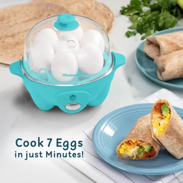 imageElite Gourmet EGC1405M 2Tiered Rapid Egg Cooker 5Egg Poacher Omelets Soft Medium HardBoiled Eggs with Auto ShutOff and Buzzer BPA Free 14 eggs MintTeal