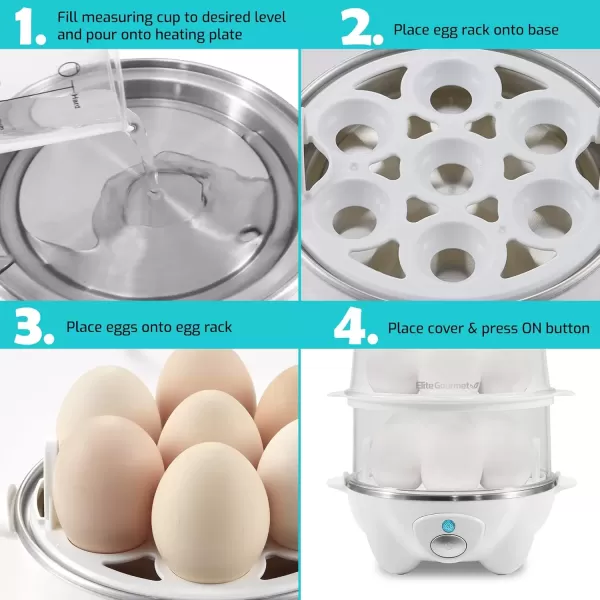imageElite Gourmet EGC1405M 2Tiered Rapid Egg Cooker 5Egg Poacher Omelets Soft Medium HardBoiled Eggs with Auto ShutOff and Buzzer BPA Free 14 eggs MintWhite
