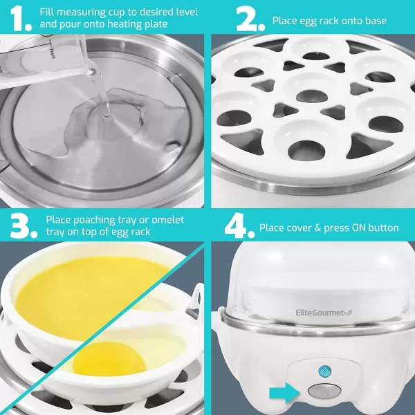 imageElite Gourmet EGC1405M 2Tiered Rapid Egg Cooker 5Egg Poacher Omelets Soft Medium HardBoiled Eggs with Auto ShutOff and Buzzer BPA Free 14 eggs MintWhite