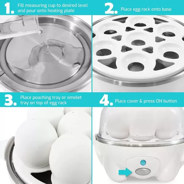 imageElite Gourmet EGC1405M 2Tiered Rapid Egg Cooker 5Egg Poacher Omelets Soft Medium HardBoiled Eggs with Auto ShutOff and Buzzer BPA Free 14 eggs MintWhite